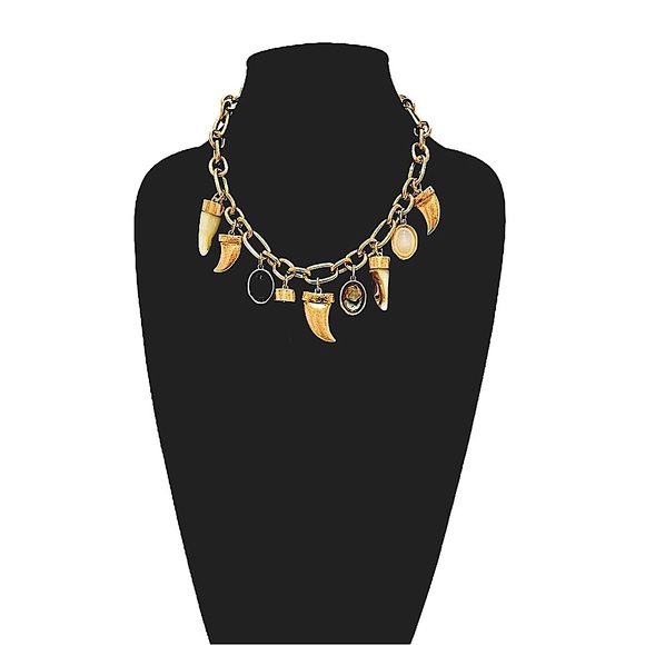 Zara Jewelry - ZARA | Golden Tortoise Horn w Gemstone Lucky Charm Chunky Necklace | NWOT